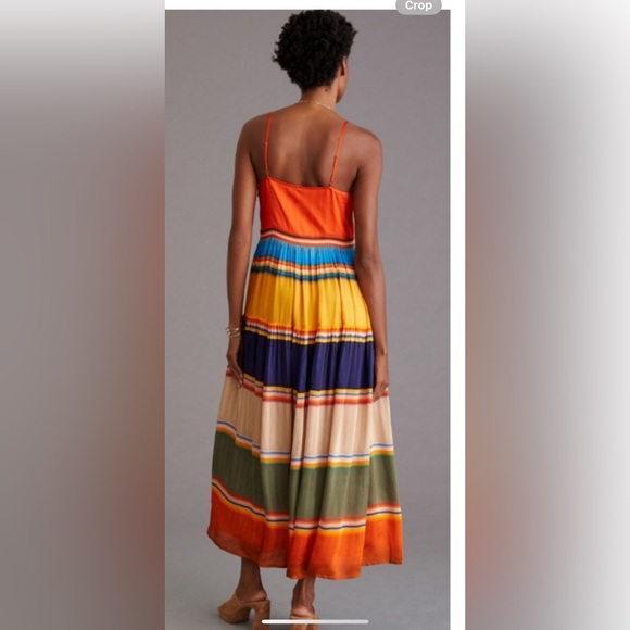 🌺🌺Anthropologie Tanvi Kedia V-Neck
Silky Colorblock Midi Dress - Picture 3 of 17